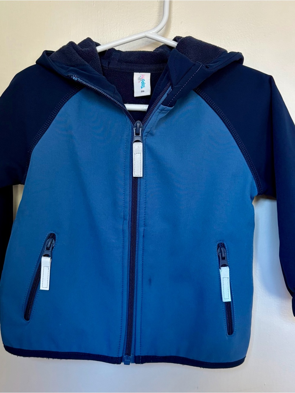 Toddler Navy & Sky Blue Softshell jacket